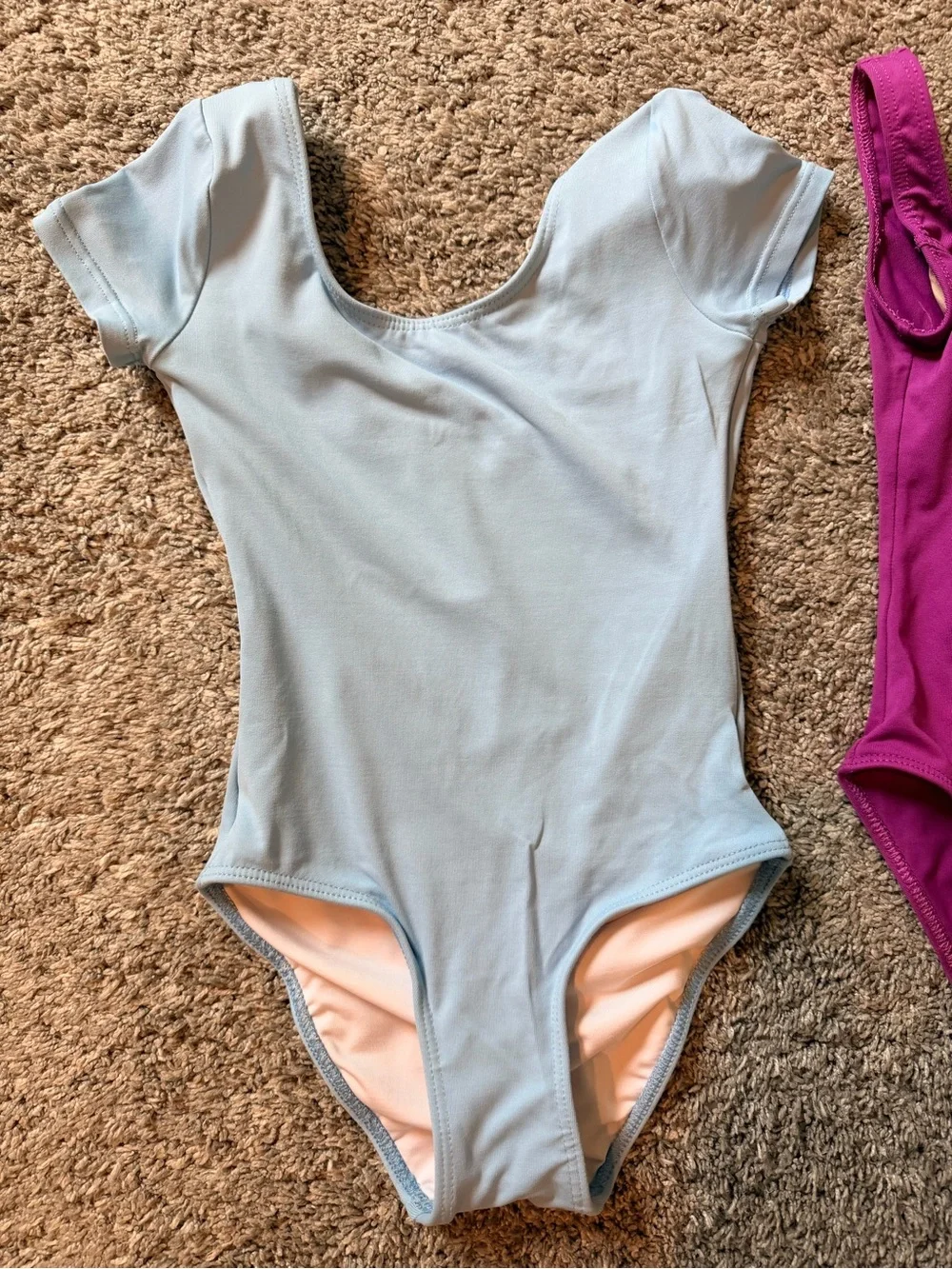 Girl’s One-Piece Leotard - Light Blue and Magenta Size 6